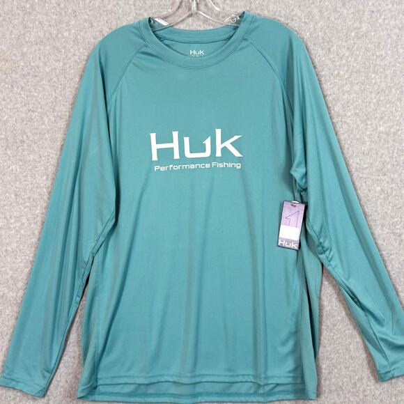 HUK Pursuit Performance Shirt Size L Crew Neck Pullover Sun Protection Fishing - Picture 3 of 16